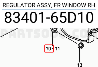 Suzuki 8340165D10 REGULATOR ASSY, FR WINDOW RH