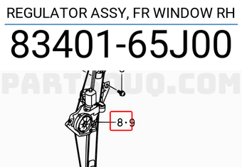 Suzuki 8340165J00 REGULATOR ASSY, FR WINDOW RH