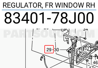 Suzuki 8340178J00 REGULATOR, FR WINDOW RH