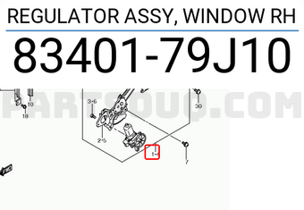 Suzuki 8340179J10 REGULATOR ASSY, WINDOW RH
