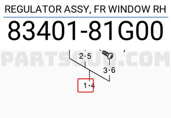 Suzuki 8340181G00 REGULATOR ASSY, FR WINDOW RH