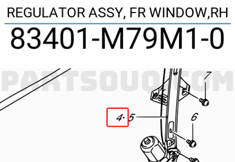 Suzuki 83401M79M10 REGULATOR ASSY, FR WINDOW,RH