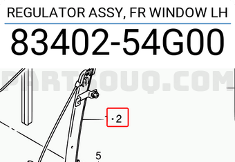 Suzuki 8340254G00 REGULATOR ASSY, FR WINDOW LH