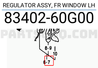 Suzuki 8340260G00 REGULATOR ASSY, FR WINDOW LH