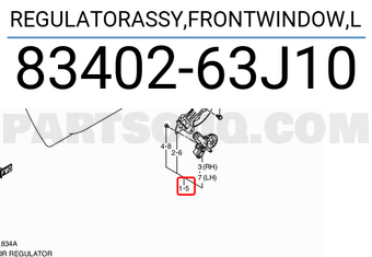 Suzuki 8340263J10 REGULATORASSY,FRONTWINDOW,L