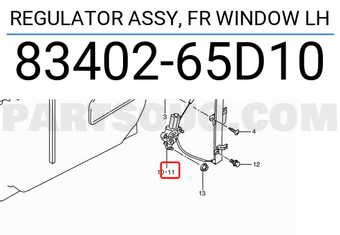 Suzuki 8340265D10 REGULATOR ASSY, FR WINDOW LH