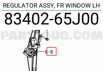 Suzuki 8340265J00 REGULATOR ASSY, FR WINDOW LH
