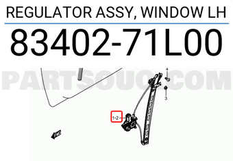 Suzuki 8340271L00 REGULATOR ASSY, WINDOW LH