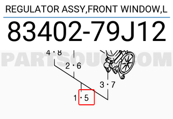 Suzuki 8340279J12 REGULATOR ASSY,FRONT WINDOW,L