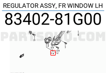 Suzuki 8340281G00 REGULATOR ASSY, FR WINDOW LH