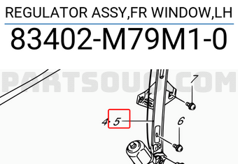 Suzuki 83402M79M10 REGULATOR ASSY,FR WINDOW,LH