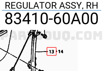 Suzuki 8341060A00 REGULATOR ASSY, RH