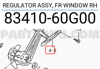 Suzuki 8341060G00 REGULATOR ASSY, FR WINDOW RH