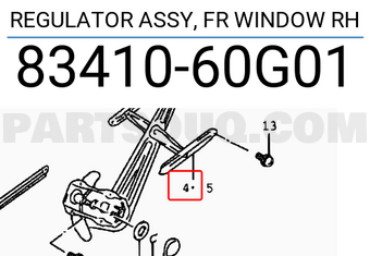 Suzuki 8341060G01 REGULATOR ASSY, FR WINDOW RH