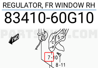 Suzuki 8341060G10 REGULATOR, FR WINDOW RH