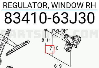Suzuki 8341063J30 REGULATOR, WINDOW RH