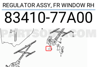 Suzuki 8341077A00 REGULATOR ASSY, FR WINDOW RH