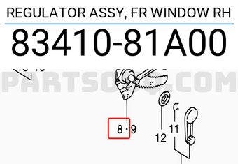 Suzuki 8341081A00 REGULATOR ASSY, FR WINDOW RH