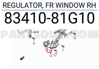 Suzuki 8341081G10 REGULATOR, FR WINDOW RH