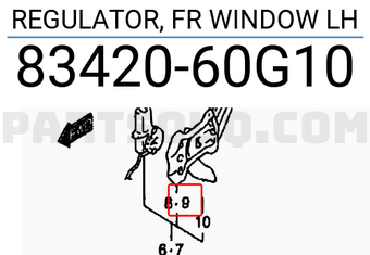 Suzuki 8342060G10 REGULATOR, FR WINDOW LH