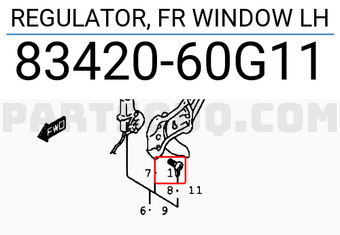 Suzuki 8342060G11 REGULATOR, FR WINDOW LH