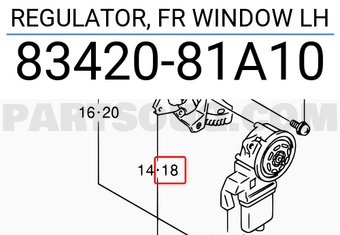 Suzuki 8342081A10 REGULATOR, FR WINDOW LH