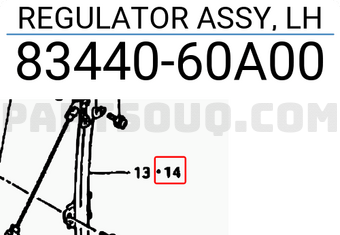 Suzuki 8344060A00 REGULATOR ASSY, LH