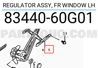 Suzuki 8344060G01 REGULATOR ASSY, FR WINDOW LH
