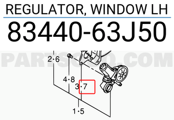 Suzuki 8344063J50 REGULATOR, WINDOW LH