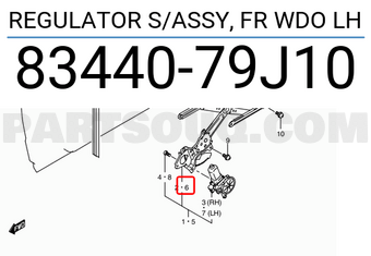 Suzuki 8344079J10 REGULATOR S/ASSY, FR WDO LH