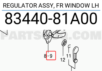 Suzuki 8344081A00 REGULATOR ASSY, FR WINDOW LH