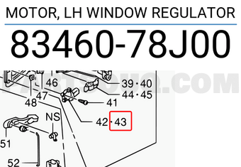 Suzuki 8346078J00 MOTOR, LH WINDOW REGULATOR