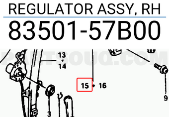 Suzuki 8350157B00 REGULATOR ASSY, RH