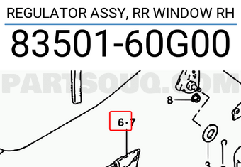 Suzuki 8350160G00 REGULATOR ASSY, RR WINDOW RH