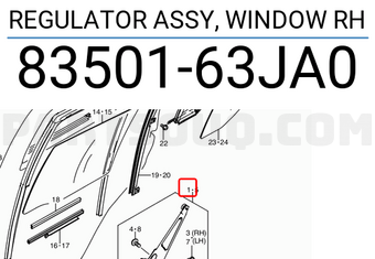 Suzuki 8350163JA0 REGULATOR ASSY, WINDOW RH