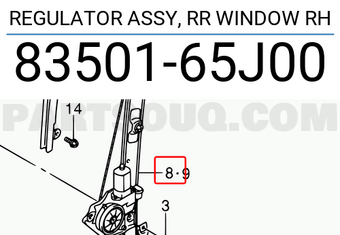 Suzuki 8350165J00 REGULATOR ASSY, RR WINDOW RH