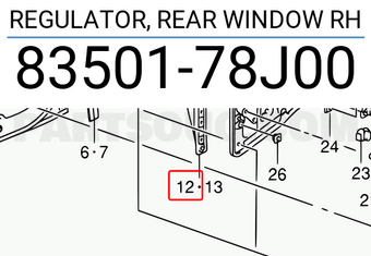 Suzuki 8350178J00 REGULATOR, REAR WINDOW RH