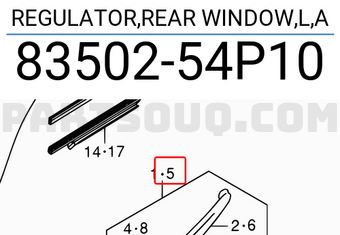 Suzuki 8350254P10 REGULATOR,REAR WINDOW,L,A