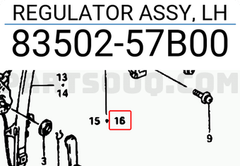 Suzuki 8350257B00 REGULATOR ASSY, LH