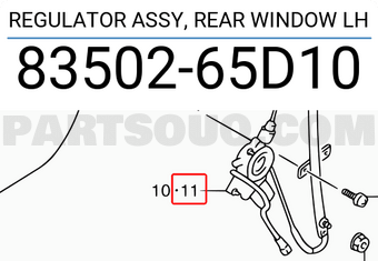 Suzuki 8350265D10 REGULATOR ASSY, REAR WINDOW LH