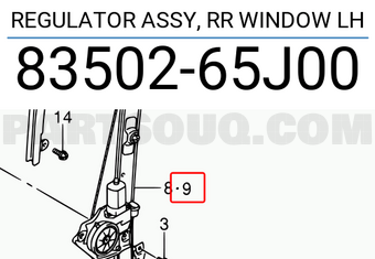 Suzuki 8350265J00 REGULATOR ASSY, RR WINDOW LH