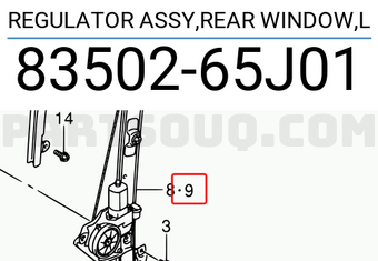 Suzuki 8350265J01 REGULATOR ASSY,REAR WINDOW,L