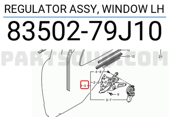 Suzuki 8350279J10 REGULATOR ASSY, WINDOW LH