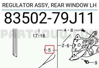 Suzuki 8350279J11 REGULATOR ASSY, REAR WINDOW LH