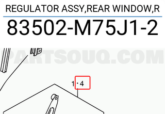 Suzuki 83502M75J12 REGULATOR ASSY,REAR WINDOW,R