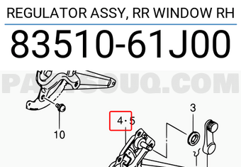 Suzuki 8351061J00 REGULATOR ASSY, RR WINDOW RH