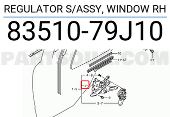Suzuki 8351079J10 REGULATOR S/ASSY, WINDOW RH