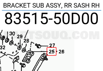 Suzuki 8351550D00 BRACKET SUB ASSY, RR SASH RH