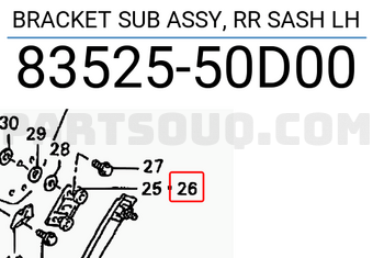 Suzuki 8352550D00 BRACKET SUB ASSY, RR SASH LH