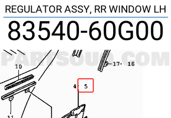 Suzuki 8354060G00 REGULATOR ASSY, RR WINDOW LH
